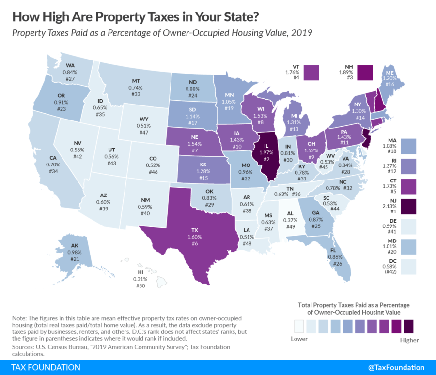 アメリカ不動産　固定資産税の税率比較マップ！