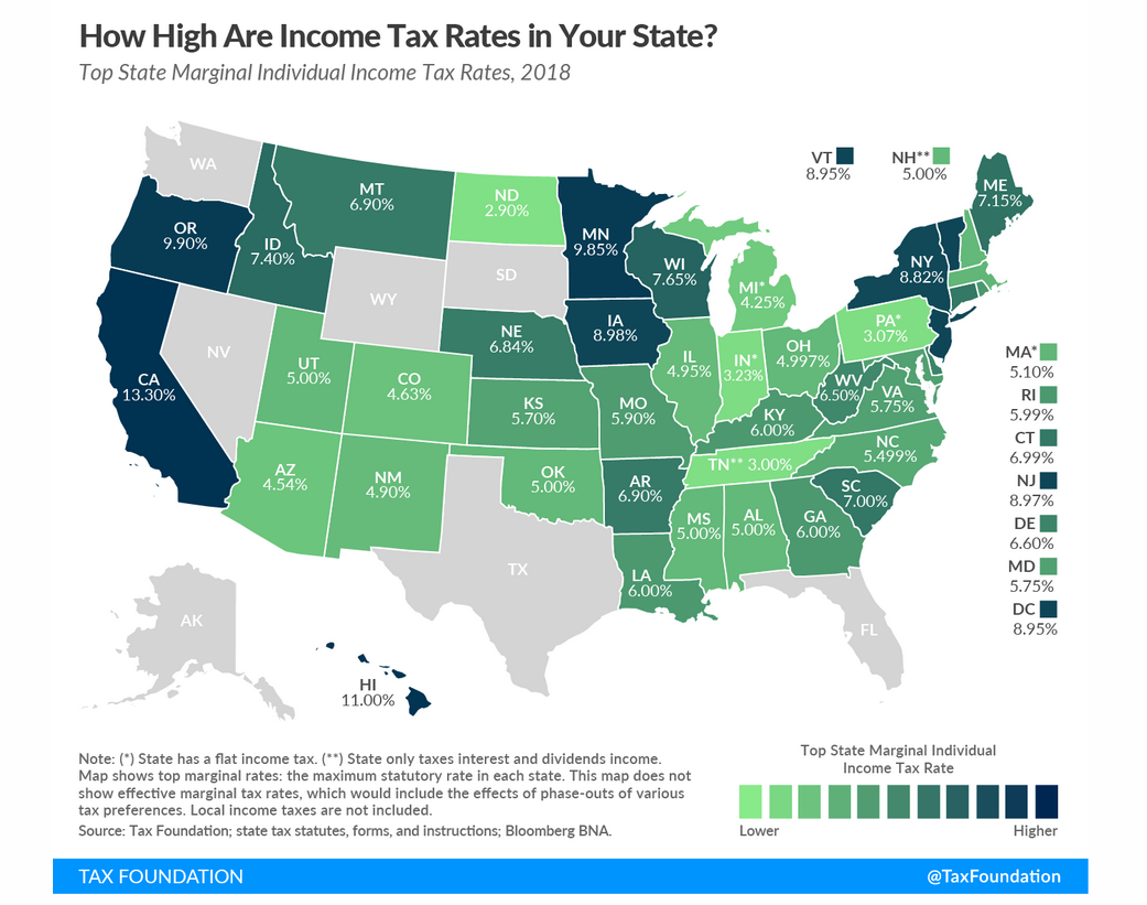 対米投資、州税がない州はどこか　